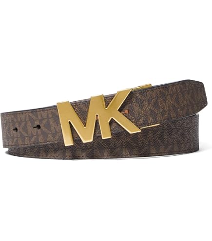 Michael Kors Men's 34mm Reverisbile MK Buckle Belt, Black, 36 at